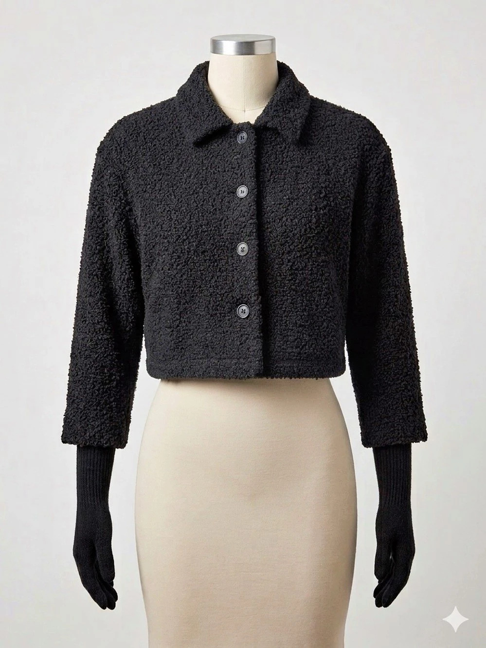 Vintage Karen Scott for Bloomingdale’s Black Teddy Jacket Size Small Petite